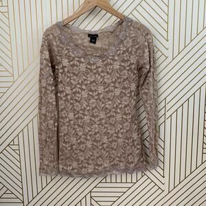 Moda international lace floral long sleeve tee Y2K coquette romantic Flowers M